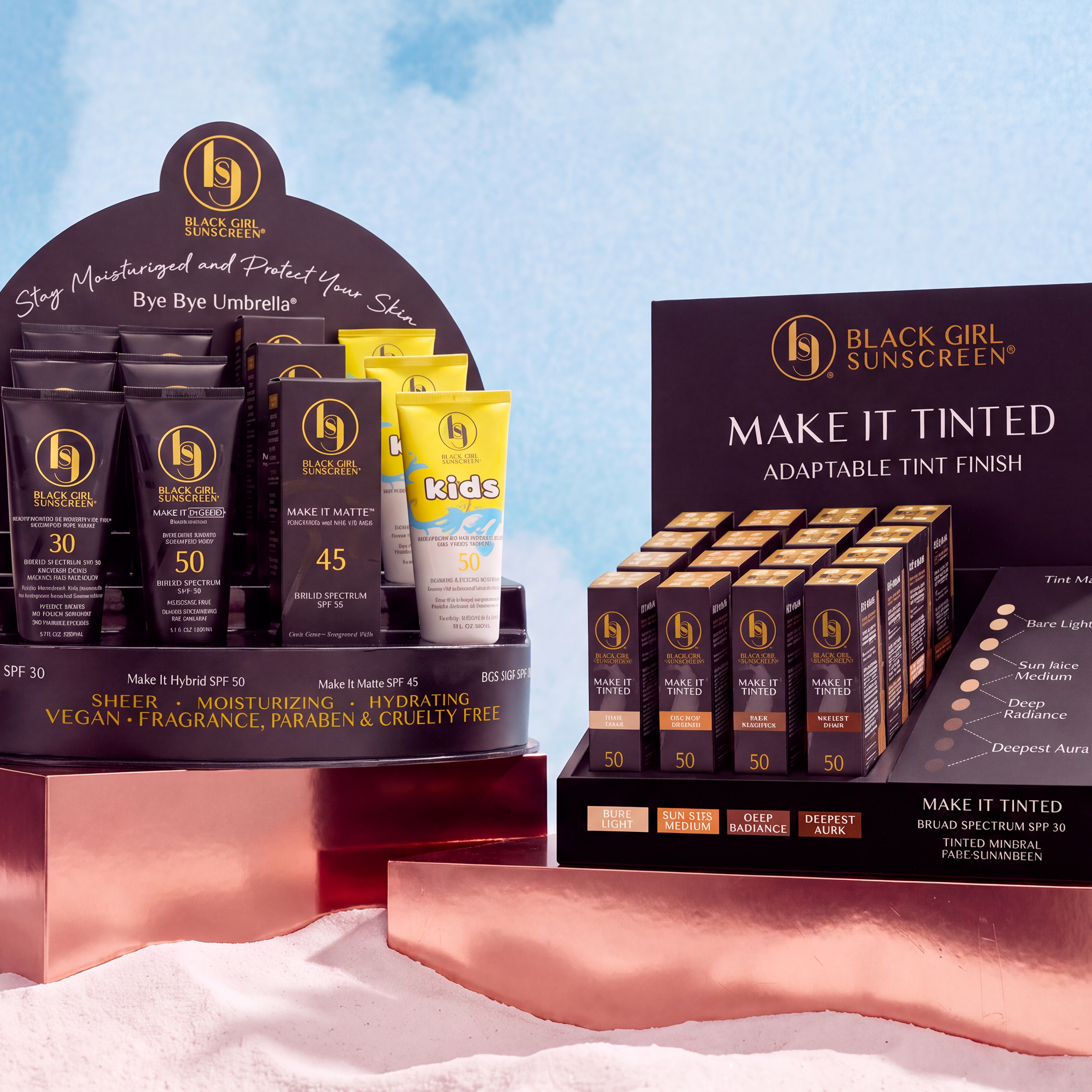 Black Girl Sunscreen branded retail sales display units